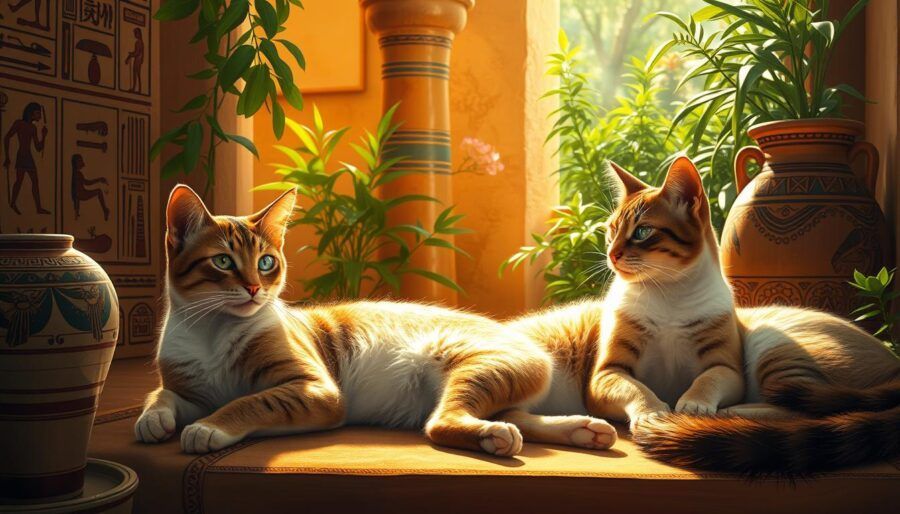 gatos en la vida cotidiana egipcia