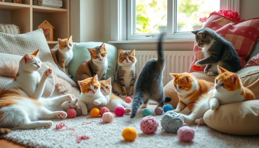 gatos jugando